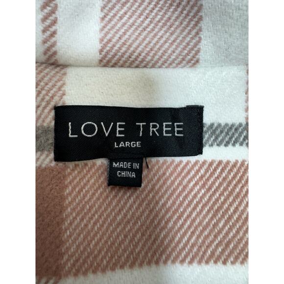 Love Tree Women’s Shacket Pink White Plaid Button Up Sz Large - Picture 5 of 8